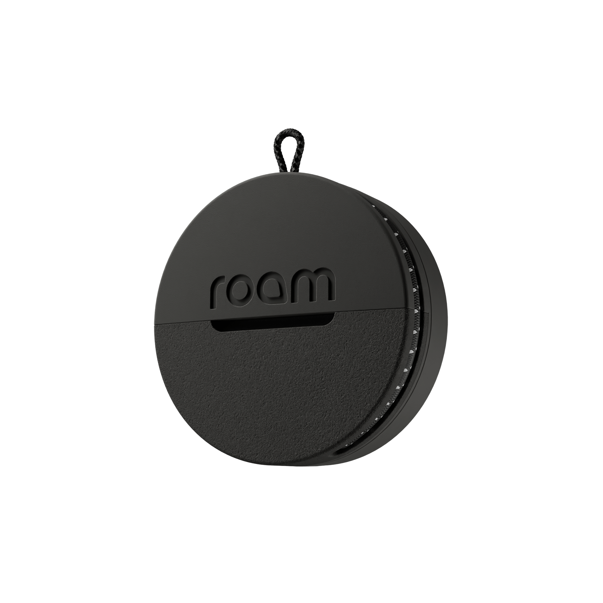 Roam Key Tag 1-Pack in black, a compact tracker for everyday use with reliable QR recovery and global tracking.
